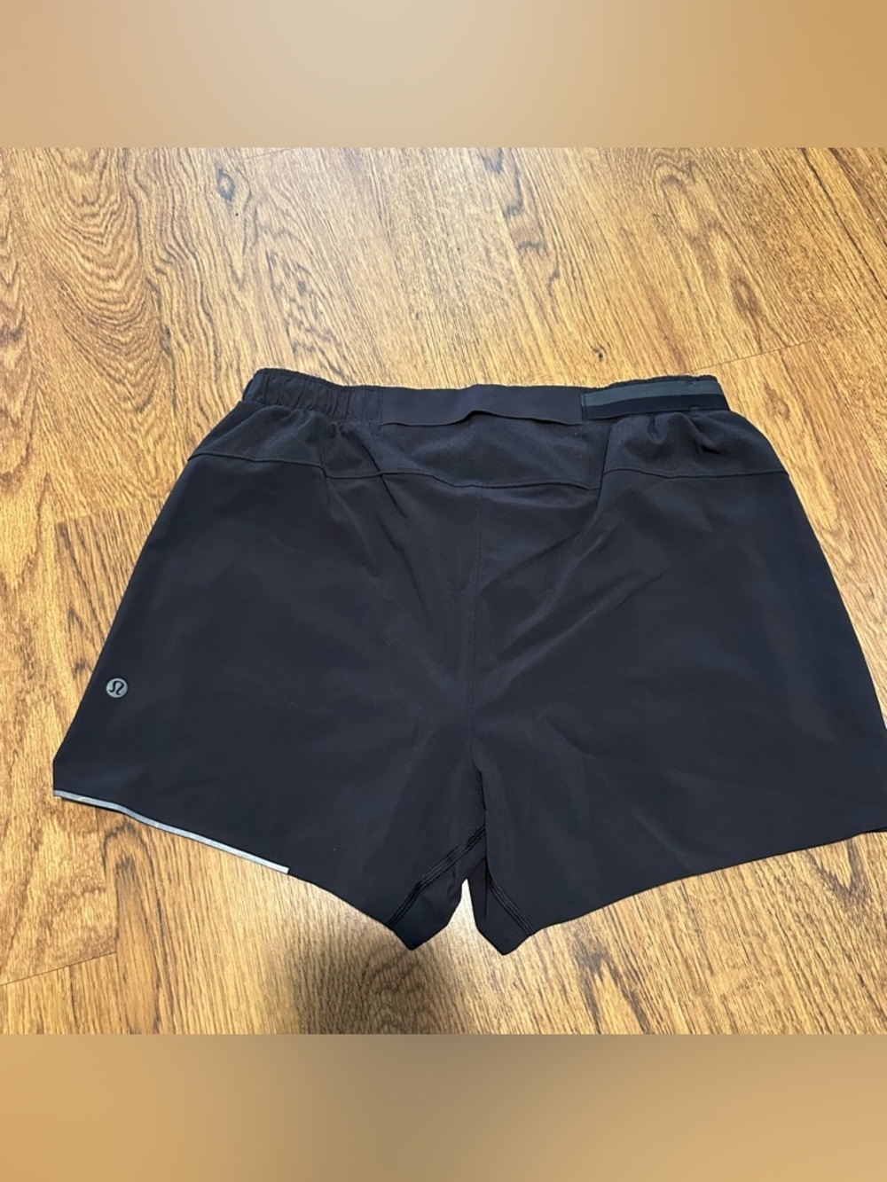 Men's Black Athletic Running Shorts size large elastic waist sports back pocket - Picture 3 of 6